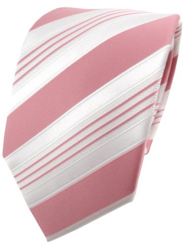 TigerTie Designer Krawatte in rosa altrosa weiß silber gestreift