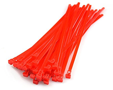 Red Releasable Cable Ties 7.2mmx300mm, 50 Pieces
