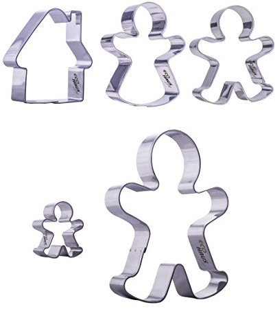 CULIMI Ausstechformen Lebkuchen - 5 Stück Set Plätzchen Ausstecher Lebkuchenpuppe Lebkuchenhaus Lebkuchenmann Edelstahl