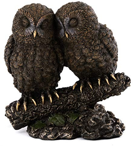 Top Collection Owl Lovers Statue on Tree Branch - Sleeping Great Horned Owl Sculpture in Premium Cold Cast Bronze- 5-Inch Collectible Animal Figurine