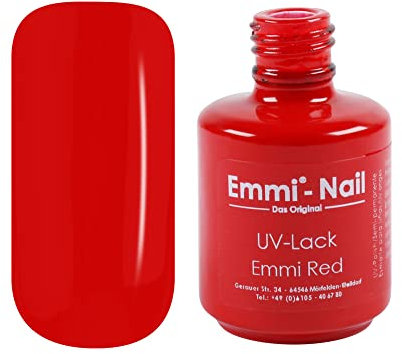Emmi Nail Lack I LED UV Nagellack I 28 Tage Halt I Langer Glanz & hohe Deckkraft I Stoßfester Lack Nagellack I Kratzfest & vegan I 15ml - Emmi Red (knalliges Rot, L288)