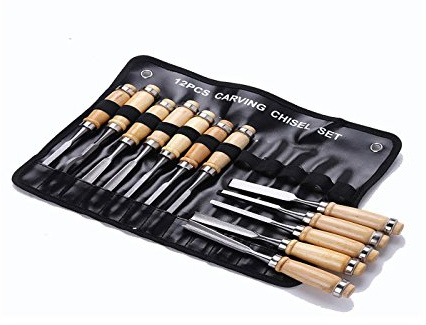 GrecoShop Sgorbie e scalpelli a taglio per legno per affilatura set 12 pz