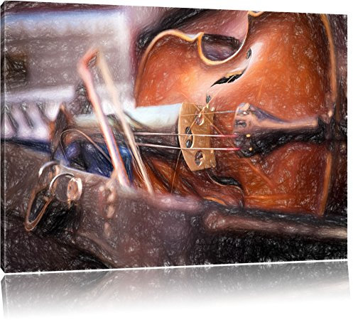 Pixxprint Alte Violine Bunstift Effekt, Größe: 120x80cm, Leinwandbild, fertig gespannt, Wandbild, Dekoration, Kunstdruck, kein Poster