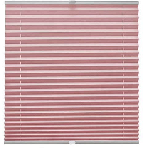 Plissee auf Maß für alle Fenster Montage Glasleiste Blickdicht mit Spannschuh Sonnenschutzrollo Rosa Breite: 71-80 cm, Höhe: 40-100 cm