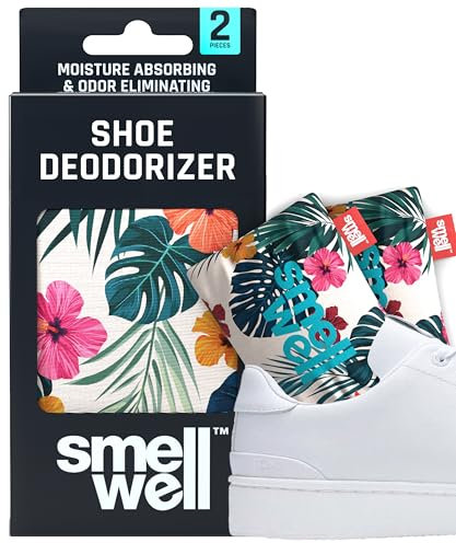 SmellWell Active Geruchsentferner - Schuhdeo - Bambusaktivkohle Geruchsabsorber - Feuchtigkeitsabsorber für Schuhe,Taschen und gegen Schweißfüße - lästige Gerüche - Hawaii Floral, 1 Paar, 2 x 50g