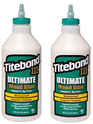 TiteBond III Ultimate Wood Glue for Indoor and Outdoor, Maximum Strength, High Handling, Waterproof, 2 x 946 ml