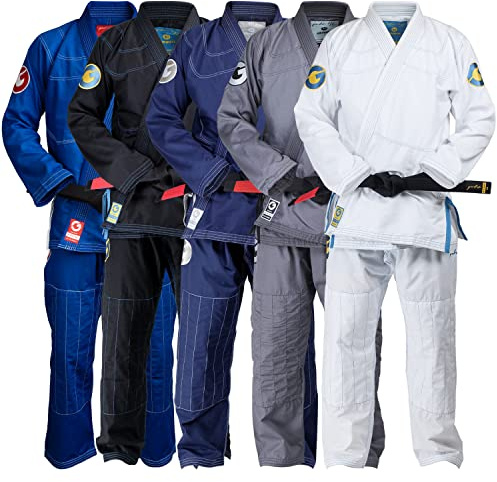 Guld BJJ Jiu Jitsu Gi – ultralätt Aeroweave för män – förkrympt brasiliansk Jiu Jitsu uniform för män, Vitt, A2L