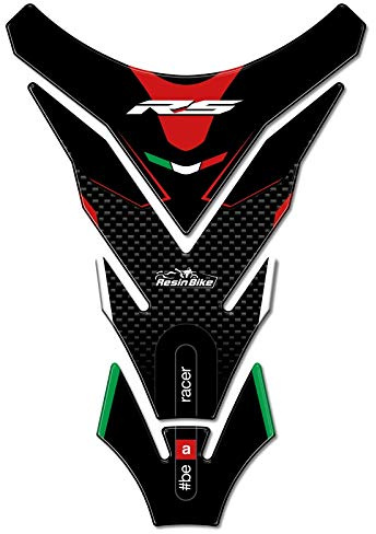Resin Bike Motorrad Aufkleber kompatibel mit Aprilia RS 2010-2026. Tank Grip und Tankpad Schutz Kratz- und Stoßschutz. Universal Version. 3D Resin Domed Aufkleber Made in Italy