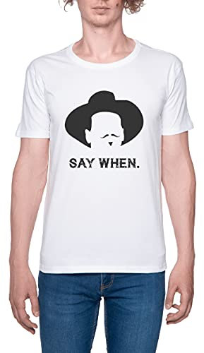 Hopestly Macho Say When Maglietta da Uomo a Maniche Corte Casual Leggera Girocollo Bianca Men's Tshirt White Crew Neck