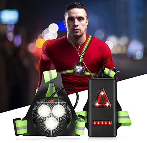 DAWINSIE Sports Lauflicht, Wiederaufladbare USB LED Lauflampe, Lampe Wasserdicht Outdoor Sport, Lauflampe Leichtgewichtige Lampe zum Laufen zum Joggen, Angeln, Campen (Grün)