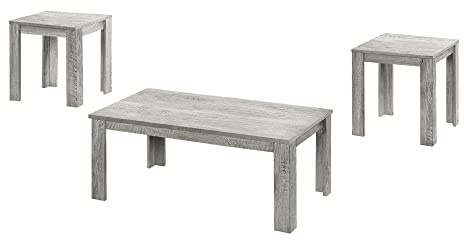 Monarch Specialties I 7860P Table Set, 3pcs Set, Coffee, End, Side, Accent, Living Room, Laminate, Grey, Transitional