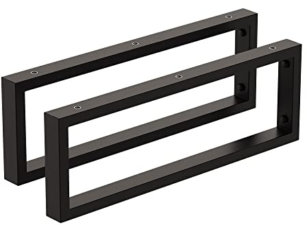 Aqua Bagno Wandkonsole aus Edelstahl - 2er Set, schwarz matt, Regalträger | stabile Waschtischhalterung, verdeckte Montageschrauben, Konsolenträger