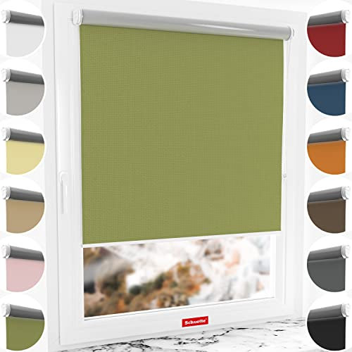 Schuette® Verdunkelungsrollo ohne Bohren/mit Bohren 2in1 ● Thermo Rollo Kollektion: European Olive (Grün) ● 105 x 130 cm (Breite x Höhe) ● Suprafix Klemmrollo = Klemmfix 2.0 ● 60s Montage mit Video