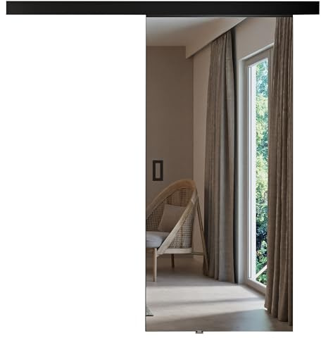 KIER FURNITURE Türen MESTO 80 Moderne Schiebetüren - Wandschiebetür - Universal Links und Rechts - Metallschiebesystem - Robust, Haltbar - Stabil, Langlebig - Schwarz B86xH205xT1,6 cm