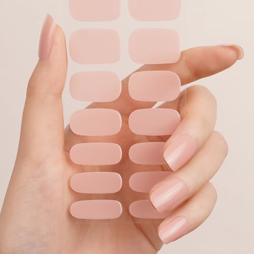 DANNI & TONI Halb ausgehärtete Gel Nagelfolien (Tint Nude) Nude-rosa Glitzer Einfarbig uv gel nagelfolie Nageldesign nagelfolie uv härtend Wraps 28 Aufkleber