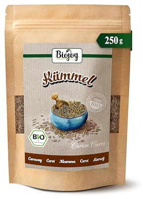 Biojoy BIO Kümmelsamen ganz, Kümmeltee lose, 250 g | Kümmelsaat aus Ägypten, ideal für Tee oder als Gewürz, Carum carvi L.