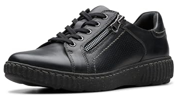 Clarks Women's Caroline Janna Sneaker, Black Leather, 7 UK