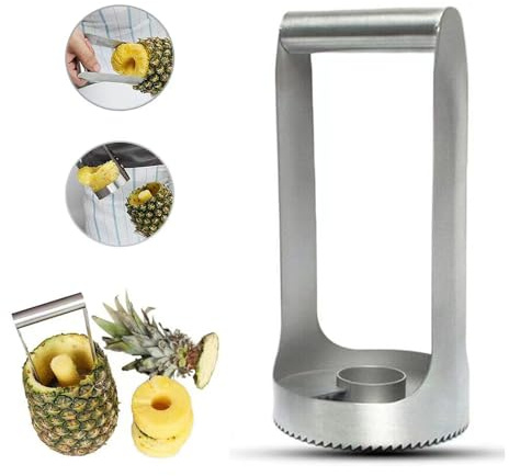 Food Grade Stainless Steel Pineapple Slicer, Pineapple Cutter Peeler for Easy Core Removal, Pulling Machine with High Efficiency Double Layer Knife Ring, Remover Kitchen Tool (1PCS)