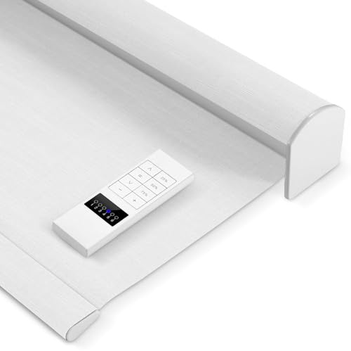 ZSHINE Motorized Blackout Window Roller Blinds Customize Width Remote Control Rechargeable Motor Popular Sunshine Fabric for Windows, Home, Office, Hotel, Club, Restaurant(82028G)