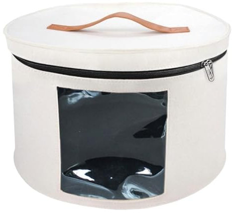 Adoorniequea Hutbox, tragbar, Filz, rund, Hut-Organizer, Box für Schrank, Kleidung, Spielzeug, Aufbewahrung, weiß, 43 x 26 cm