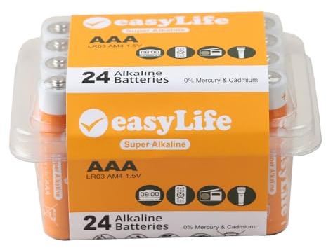 Easylife Super Alkaline AAA Batteries 24 Pack. Long-Lasting 1.5V Batteries AAA Pack of 24. Mercury-Free, Anti-Leak Triple AAA Batteries for Radios, Remotes, Alarms or Torches - Fully Guaranteed
