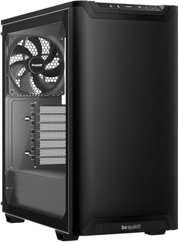 be quiet! Pure Base 501 Airflow Window Black boîtier PC, Panneaux Avant supérieur, 2 Ventilateurs Pure Wings 3 140 mm PWM préinstallés, Forte Pression d’air, Panneau latéral en Verre trempé