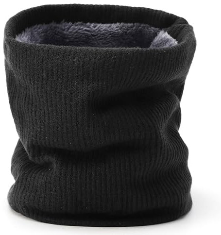 BARFULKER Winter Halsschlauch Herren Damen Halswärmer Halstuch Gesichtsschal, Schlauchschal Halswärmer Gesichtsschal Fleece Loop Schal Winddichte Gesichtsmaske, Schwarz