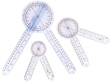 FRCOLOR Set 3 Pezzi Goniometri 360 Gradi e Righelli di Plastica per Misurazione Ulna e Dita, Strumenti Medici Precisi per Uso Sanitario e Fisioterapia Colore Casuale