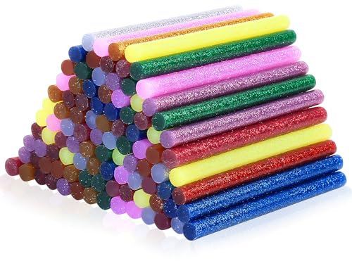 100 barras de pegamento caliente de colores para pistolas de pegamento, mini barras de pegamento de colores de 7 mm x 100 mm, barras de pegamento termofusible multicolor para pistolas de pegamento