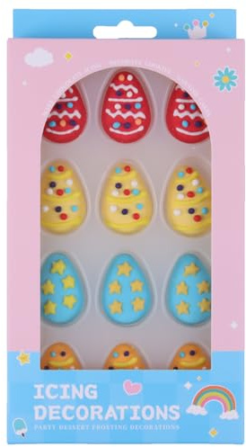 Essbare große 12 Stück Oster-Ei-Streusel Cupcake Tortenaufsatz Hase Kaninchen Karotte Streusel zur Backdekoration