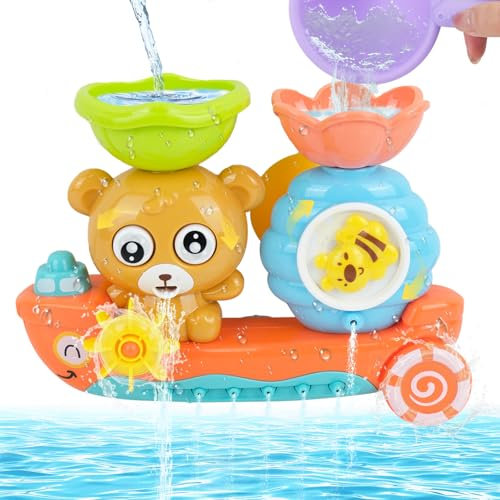 CUEMOON Badespielzeug, Badewannenspielzeug Kinder,Wasserspielzeug Kinder, Baby Wasserspielzeug funktioniert für Jungen Mädchen Geburtstag ab 1 2 3 4 5 6 Jahre