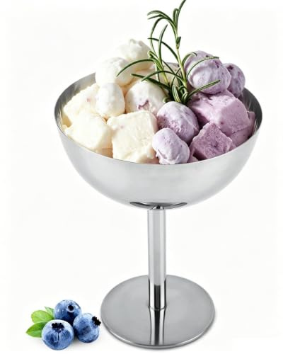 Tissting Ciotole per Gelato, Coppette in Acciaio Inossidabile Multifunzionali con Design Moderno Bevande Fredde Dessert Ciotoline Monoporzione Gelati Yogurt Snack per Feste Uso Quotidiano Famiglia