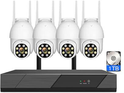 AKAVIG 4CH 6MP Wireless WiFi PTZ Home Security Camera System with 1T Hard Drive, Outdoor CCTV Surveillance NVR Kit with Motion Detection, Two-Way Audio