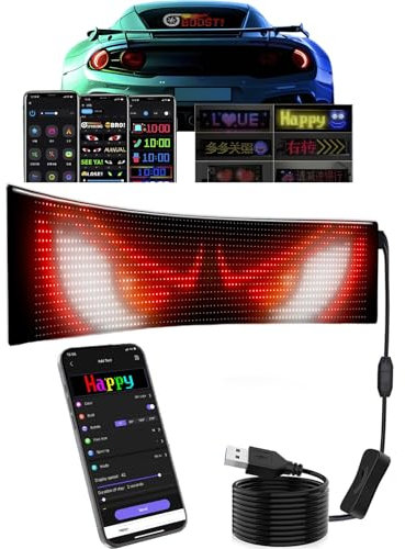 Denash Devil Eyes Light für Autos, 5.1 x 4 Vollfarb Programmierbares LED Schild, Flexible Benutzerdefinierte Textmuster Animation LED Anzeige für Autogeschäfte Dekor