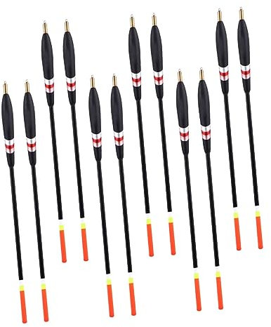 Abaodam Wood Fishing Bobbers High Buoyancy Thick Tail Fishing Floats Practical Bobber Tool Long Casting 12pcs Set for Coastal Anglers