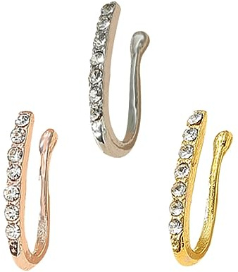 MUCKLILY Anillos Falsos Nariz Diseño en Forma Juego de 3 en Aleación Cómodos Óxido, Ideales para Decoraciones Callejeras y Bailes