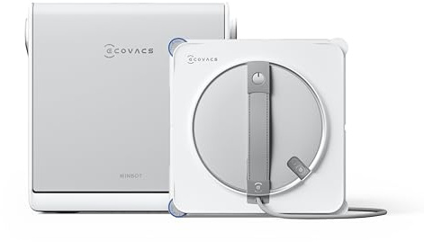 ECOVACS WINBOT W2S Omni Robot Nettoyeur de vitres avec Station, Nettoyage Intelligent Bord à Bord avec la TruEdge™, Charge en Fonctionnement, pulvérisateur d'eau 3 Jets, Protection 12 Niveaux