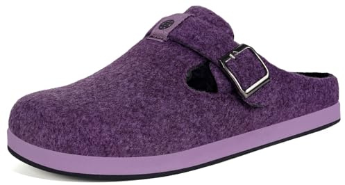 Sisttke Chaussons Femme Homme Pantoufle Feutrés Hiver Chaud Fermé Maison Pantoufles avec Semelle Amovible,Violet,39 EU