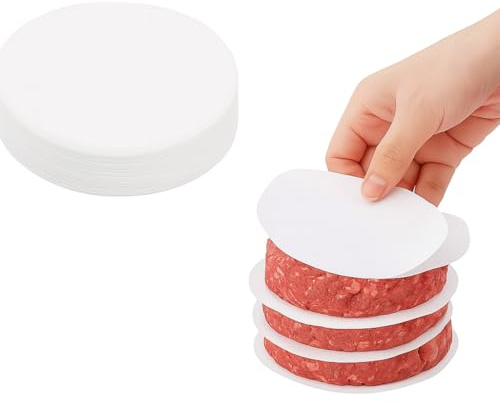 3-in-1 Burger Mold Press – Non-Stick Patty Maker for Homemade Gourmet Burgers - Large, Small & Half Pounder Burger Mold Set with 100 Wax Papers (12 Cms, 500 Pieces Non Stick Paper)