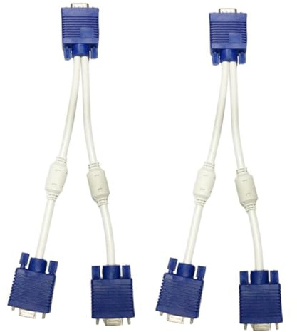 Mikinona Adaptador Vga 1 Entrada 2 Salidas Cable Divisor Vídeo Macho a Hembra para Monitor Duplicación Pantalla Conexión Estable y 0,3 Metros para Uso Ordenador y Oficina