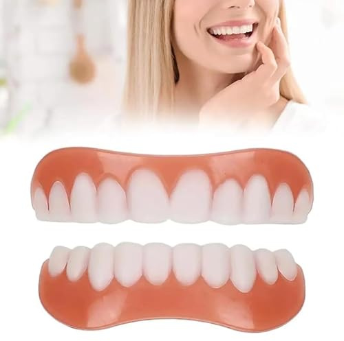 2 Paar Falsche Zähne, Aufsteckbare Veneers Für Ober- Und Unterkiefer, Kosmetische Temporäre Zahnveneers Für Frauen Und Männer, Die Schlechte Zähne Abdecken