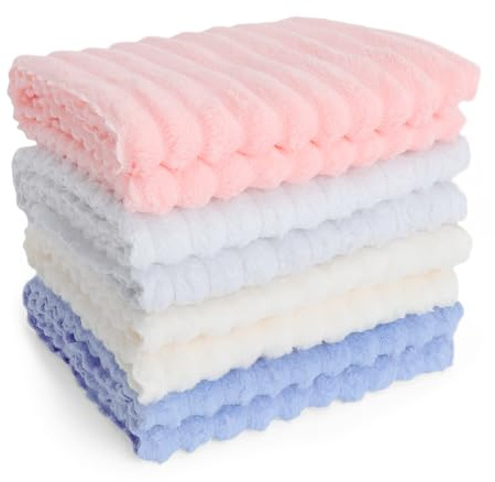 GZRXIOUS 4PCS Coperte Pile Corallo per Cani Gatti, Coperta Cane Gatto Lavabile Lavatrice, Morbida Calda, Imperméabile e Antipelo, Coperta Multiuso Casa, Auto e Viaggio, Colori Rosa Blu Grigio Crema