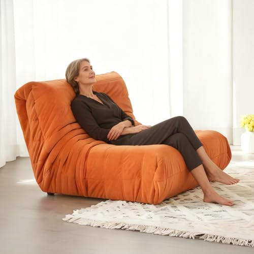 AEVIDKZOP Boneless Sofa, Bodensofa Cloud Couch, mit schlaffunktion Cloud Couch Ecksofa, Bequem XL, Kuschelsessel Erwachsene, 90 × 85 × 70cm, Relaxsofa für Wohnzimmer (Orange)