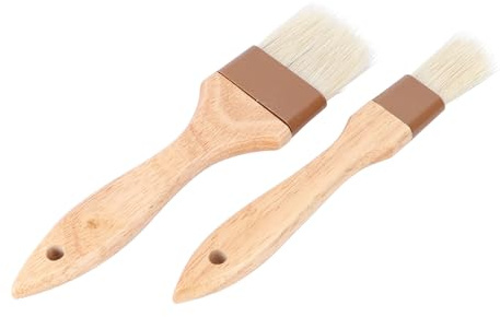 VILLCASE Pennello da Forno e Barbecue in Legno di Faggio Resistente al Calore Set 2 Pezzi Piccolo e Grande Utensili da Cucina per Pasticceria Grigliate e Picnic