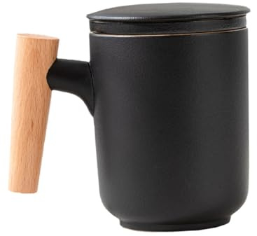DIYEAH Taza de Té Cerámica con Filtro y Tapa Capacidad Diseño Portátil para Oficina Infusor Integrado para Infusiones