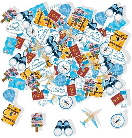 Targonix Travel Theme Confetti 100 Pcs Party Table Decorations World Adventure Scatter Pieces for Graduation Party Celebration Decor
