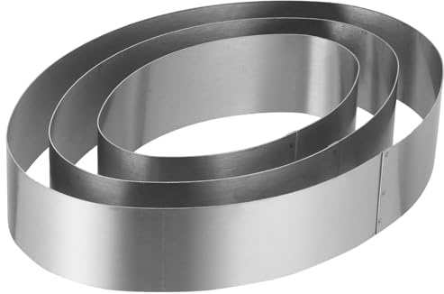SHINEOFI Moule à Pâtisserie Ovale 3 Pièces en Acier Inoxydable Antiadhésif Résistant Haute Température pour Gâteau Mousse et Pâtisserie Maison Ustensile de Cuisson Professionnel