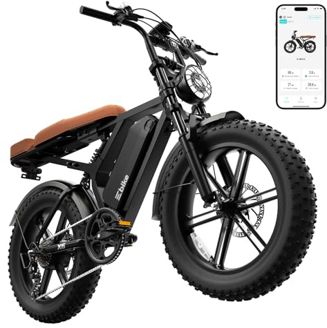 SISIGAD Electric Bike for Adults, Peak 1500W Motor, 30MPH 70Miles, Fat Tire 20 Retro Ebike, 48V 15Ah Removable Battery, 7-Speed E Bike for City Commuting, Off-Roading, Mountain, UL 2849 Black