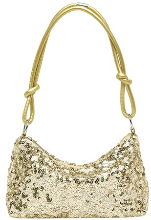 APMGONT Damen Clutch Glitzer Pailletten Damen Glitzer Tasche Schultertaschen Abendtasche Elegant Kleine Abendtasche mit Reißverschluss Pailletten Handtasche für Prom Hochzeit Party Bankett (Gold)