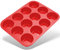 Belmalia Teglia per Muffin, Silicone, 33 x 25 x 3 cm, 12 Stampi, Rivestimento Antiaderente Cupcake Brownie Budino Rosso